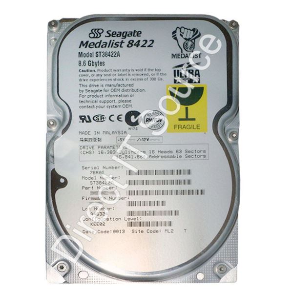 Seagate ST38422A - 8.62GB 5.4K Ultra-ATA/66 3.5" 512KB Cache Hard Drive