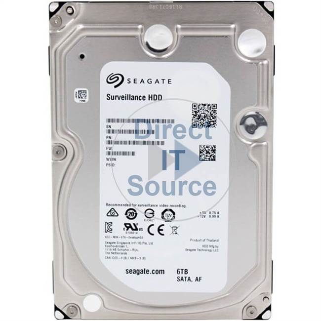 Seagate ST6000VX002 - Surveillance 6TB 7200RPM 3.5Inch SATA 6GBPS Hard Drive