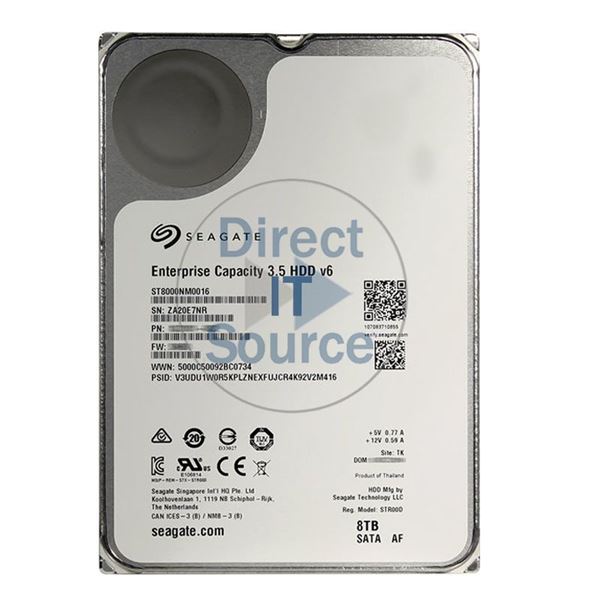 Seagate ST8000NM0016 - 8TB 7.2K SATA 6.0Gbps 3.5" 256MB Cache Hard Drive