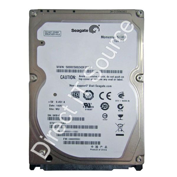 Seagate ST9120315AS - 120GB 5.4K SATA 3.0Gbps 2.5" 8MB Cache Hard Drive