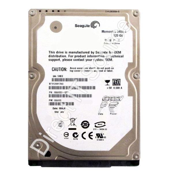 Seagate ST9120817AS - 120GB 5.4K SATA 3.0Gbps 2.5" 8MB Cache Hard Drive