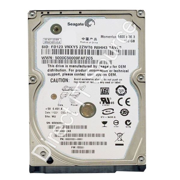 Seagate ST9160312AS - 160GB 5.4K SATA 3.0Gbps 2.5" 8MB Cache Hard Drive