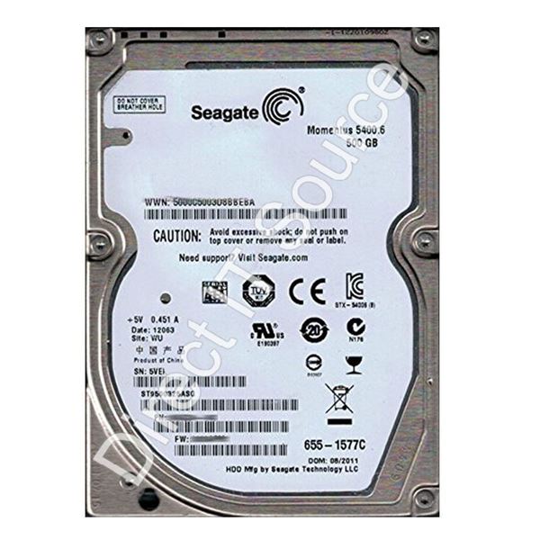 Seagate ST9500325ASG - 500GB 5.4K SATA 3.0Gbps 2.5" 8MB Cache Hard Drive