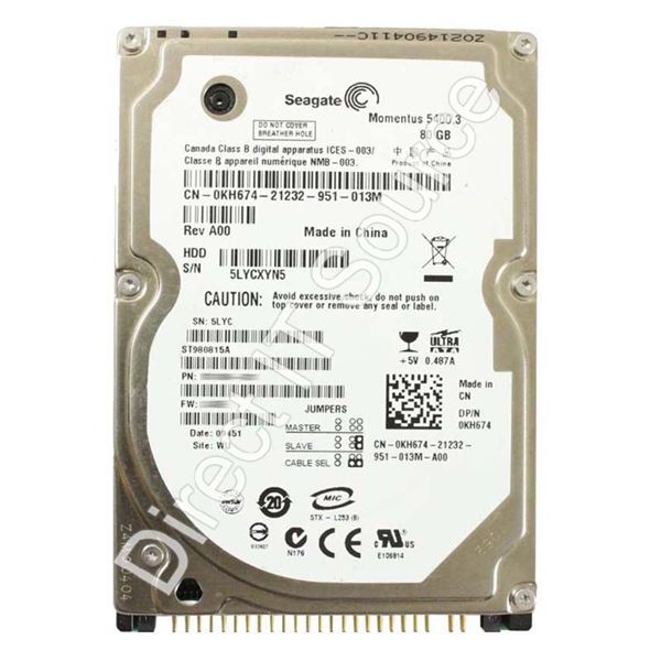 Seagate ST980815A - 80GB 5.4K Ultra-ATA/100 2.5" 8MB Cache Hard Drive