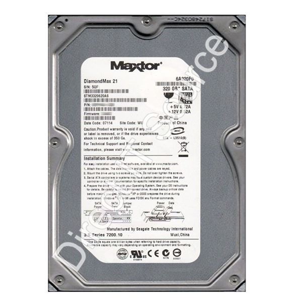 Seagate STM3320820AS - 320GB 7.2K SATA 3.0Gbps 3.5" 16MB Cache Hard Drive