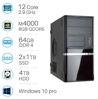 CAD WORKSTATION - i9-7920x | 64GB DDR4 | 2x1TB SSD+4TB | Quadro M4000 8GB | Win 10 Pro