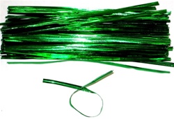 6" Metallic Plastic Green Twist Tie