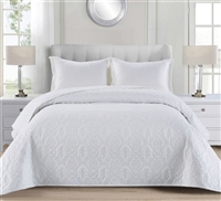 Quilted Embossed Bedspread/Coverlet Queen/King Size White