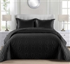 Quilted Embossed Bedspread/Coverlet Queen/King Size Black