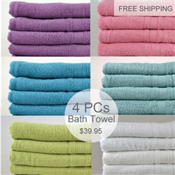 4PCS Plain Dyed Bath Towels
