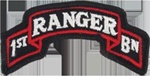 US Army Tab: Ranger - 75th Ranger 1st Battalion - Scrolled - Color