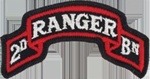 US Army Tab: Ranger - 2nd Battalion - Scrolled - Color