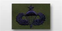 USAF Badges - Subdued Fatigue - Rayon Embroidered: Parachutist - Senior