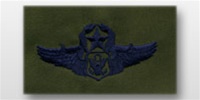 USAF Badges - Subdued Fatigue - Rayon Embroidered: Officer Aircrew Member - Master