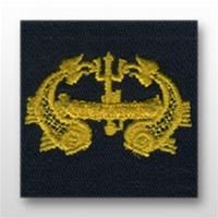 US Navy Breast Badge For Coveralls: Submarine Officer