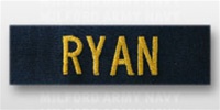 US Navy Name Tape:  Individual Name Embroidered - For NAVY COVERALL - Officer
