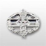 US Army Mirror Finish Regular Size Breast Badge: Combat Medical (3rd Award)