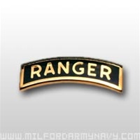 US Army Mini Mirror Finish Breast Badge: Ranger Tab - Enamel - For Dress