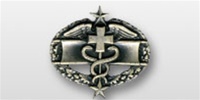 US Army Silver Oxidized Miniature Breast Badge: Combat Medical 3rd Award - For Dress