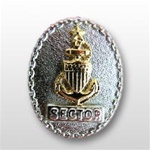 USCG Mini Breast Bagde: Senior EM Advisor E8 Sector - Silver & Gold Mirror Finish