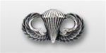US Army Silver Oxidized Miniature Breast Badge: Parachutist - Basic - For Dress