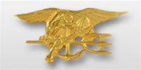 US Navy Mini Breast Badge: Special Warfare - Gold Matte Finish