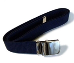 Blue Cotton Web Belt with Mirror Finish Buckle & Tip - 44 Inch Cut