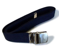 Blue Cotton Web Belt with Mirror Finish Buckle & Tip - 44 Inch Cut