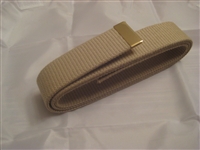 USMC Belt: Khaki Web Belt W/ Anodized Tip Only - No Buckle - 44 inch cut - Cotton