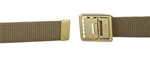 USMC Belt: Khaki Web Belt with Anodized Open Face Buckle and Tip - 44 inch cut - Cotton - Individually boxed