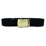 Black Cotton Web Belt with Brass Buckle and Tip - 44 Inch Cut
