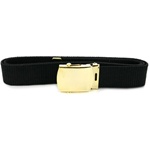 Black Cotton Web Belt with 24k Buckle and Tip - 44 Inch Cut
