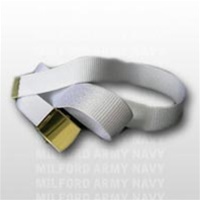 White Cotton Web Belt with Brass Buckle and Tip - 44 Inch Cut