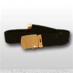 US Army Belt with Buckle: Black Elastic with 22k Gold Flash Buckle & Tip - Male - 44 Inch Cut