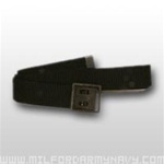 US Army Belt with Buckle: Black Cotton Web with Open Face Black Buckle & Tip - Male - 44 Inch Cut