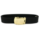 Black Nylon Belt with 24k Buckle and Tip - 44 Inch Cut