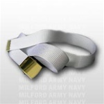 White Nylon Belt with Brass Buckle and Tip - 44 Inch Cut