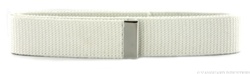 US Navy Female White Belt: Web - Cotton - with Silver Mirror Finish Tip - 45"  Extra Long