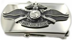 US Navy Buckle for Male Personnel: Fleet Marine Force - Enlisted - 3" - 1 1/4" Wide - Silver