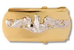 US Navy Buckle for Male Personnel: Submarine - Chief Petty Officer - 3" - 1 1/4" Wide - Gold