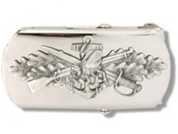 US Navy Buckle for Male Personnel: Seabee - Enlisted - 3" - 1 1/4" Wide - Silver