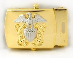 US Navy Insignia Buckle Male: Officer Emblem - 24k Gold