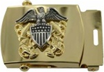 US Navy Insignia Buckle Male: Officer - Hi-Relief Emblem - 24k Gold w/Relief