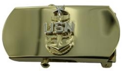 US Navy Buckle for Male Personnel: E-8 Senior Chief - 3" - 1 1/4" Wide - Gold