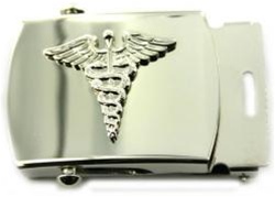 US Navy Insignia Buckle Male: Enlisted Silver Caduceus - 1 1/4" - Silver