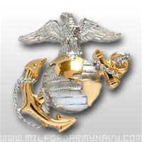 USMC Cap Device: Officer Dress Cap - Gold And Silver
