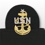 US Navy Cap Device On Stretch Band: E-8 Senior Chief Petty Officer (SCPO) (Mounted)