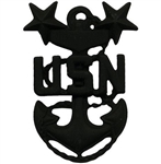 US Navy Cap Device Subdued Black Metal: E-9 Master Chief Petty Officer (MCPO)