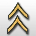 US Army Shoulder Chevrons Gold on Blue: E-2 Private (PV2)