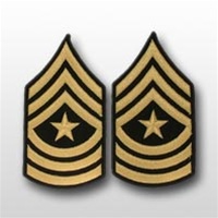 US Army Shoulder Chevrons Gold on Blue: E-9 Sergeant Major (SGM)